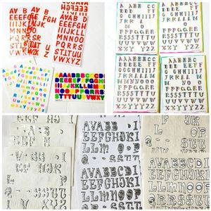 Vintage Hallmark Stickers 18 Partial Sheets Neon Glitter Puffy Alphabet Letters